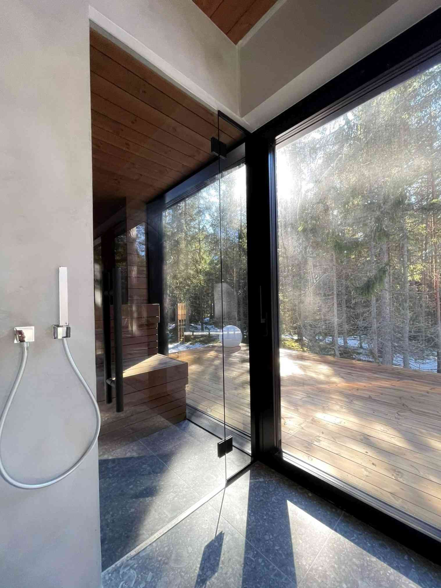 Sauna klaassein uksega - hall klaas