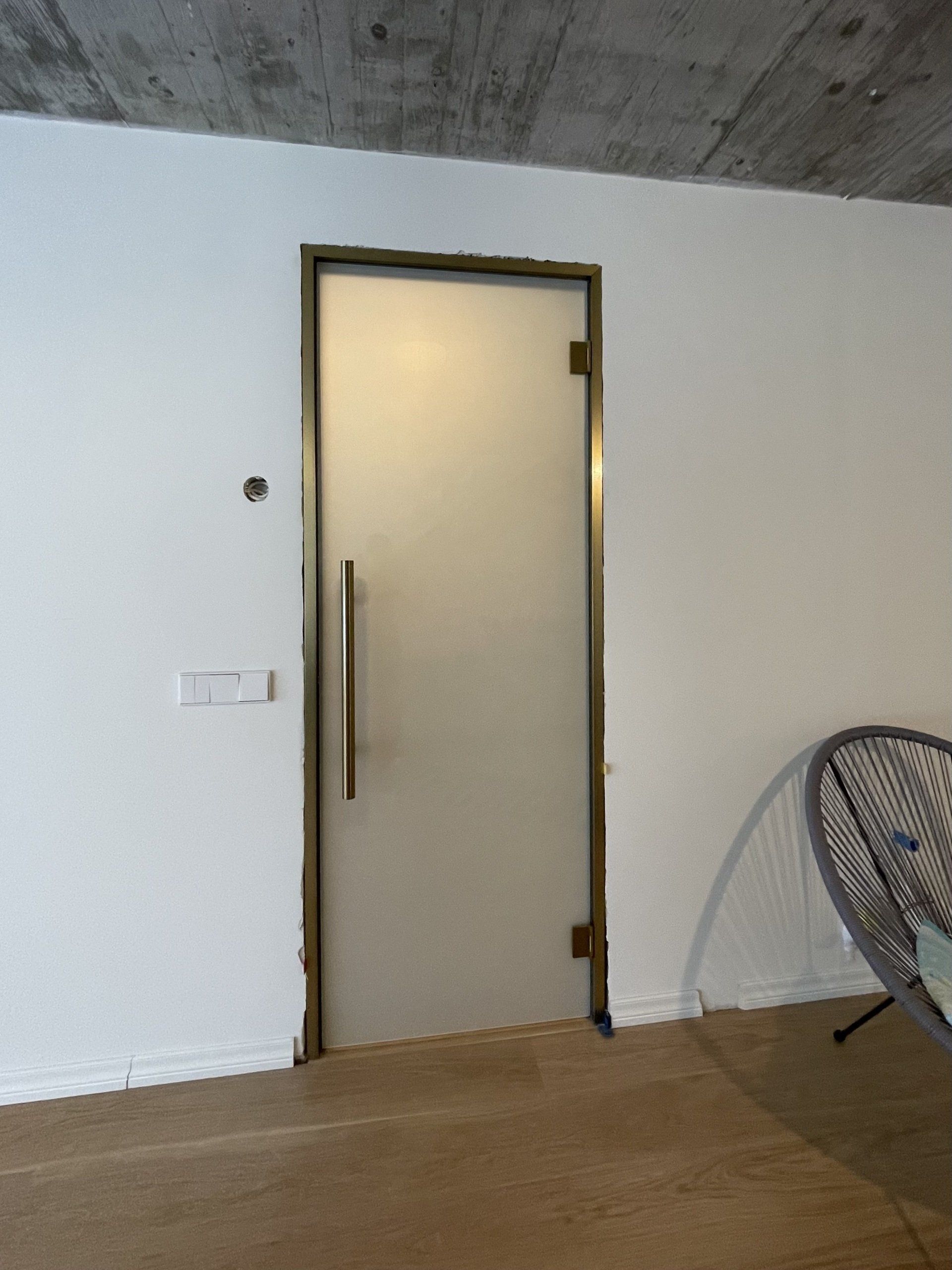 Sauna klaasuks lengis - messing / harjatud kuldne viimistlus