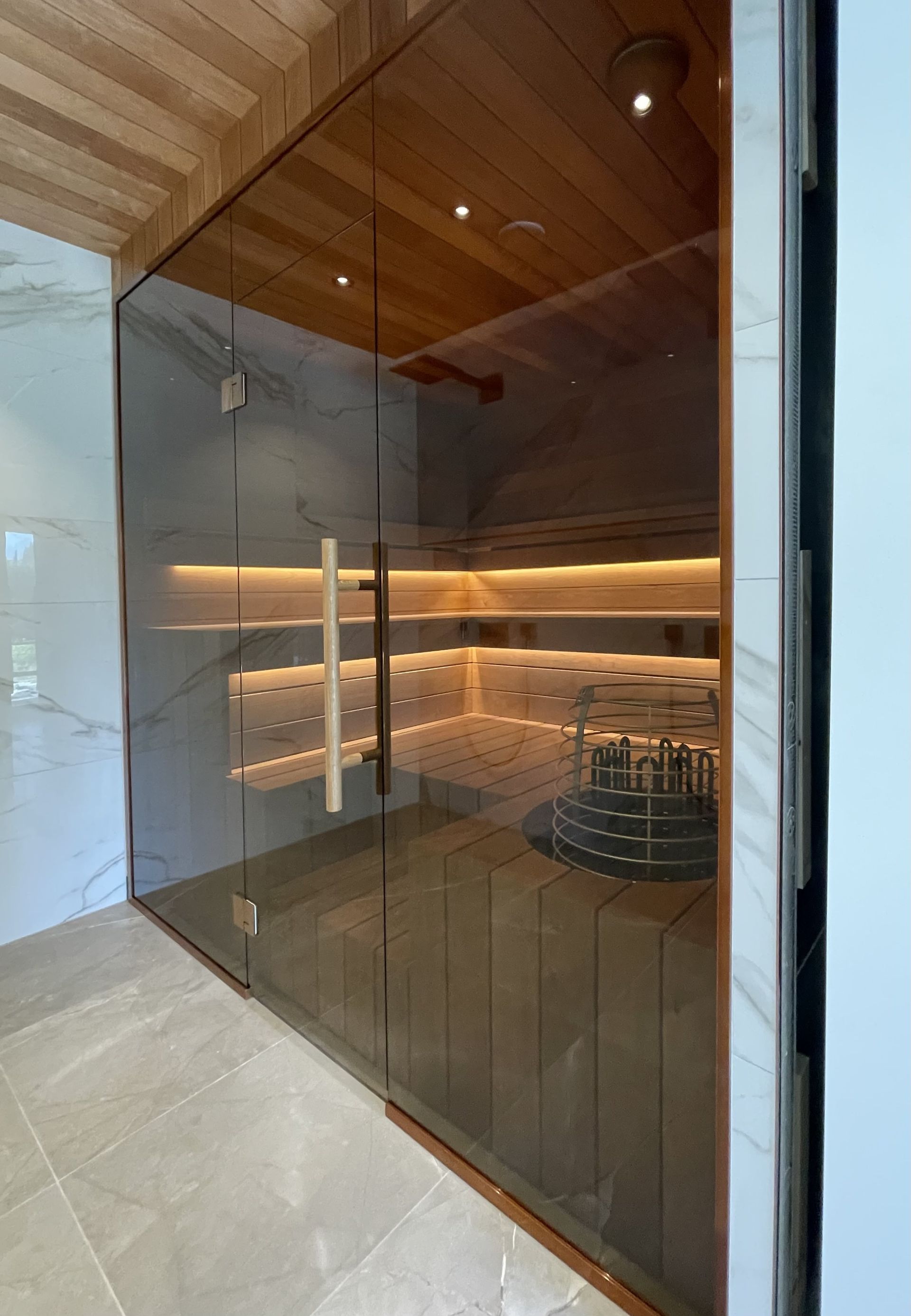 Sauna klaassein - pronks klaas, harjatud vask funrituur