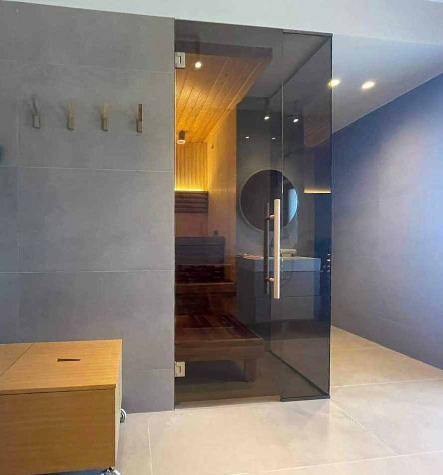 Sauna klaassein uksega - pronks klaas