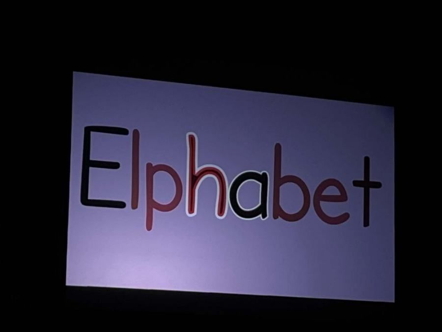 A purple sign with the word alphabet on it