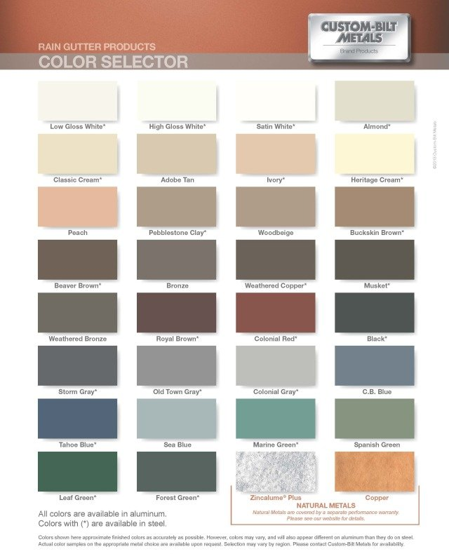 Colors — Gutter Color Chart in Durham, CA