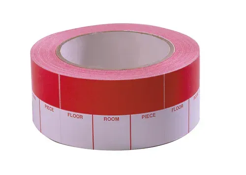 Roll of red and white labeling tape with spaces for writing.