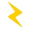 A yellow lightning bolt on a white background.