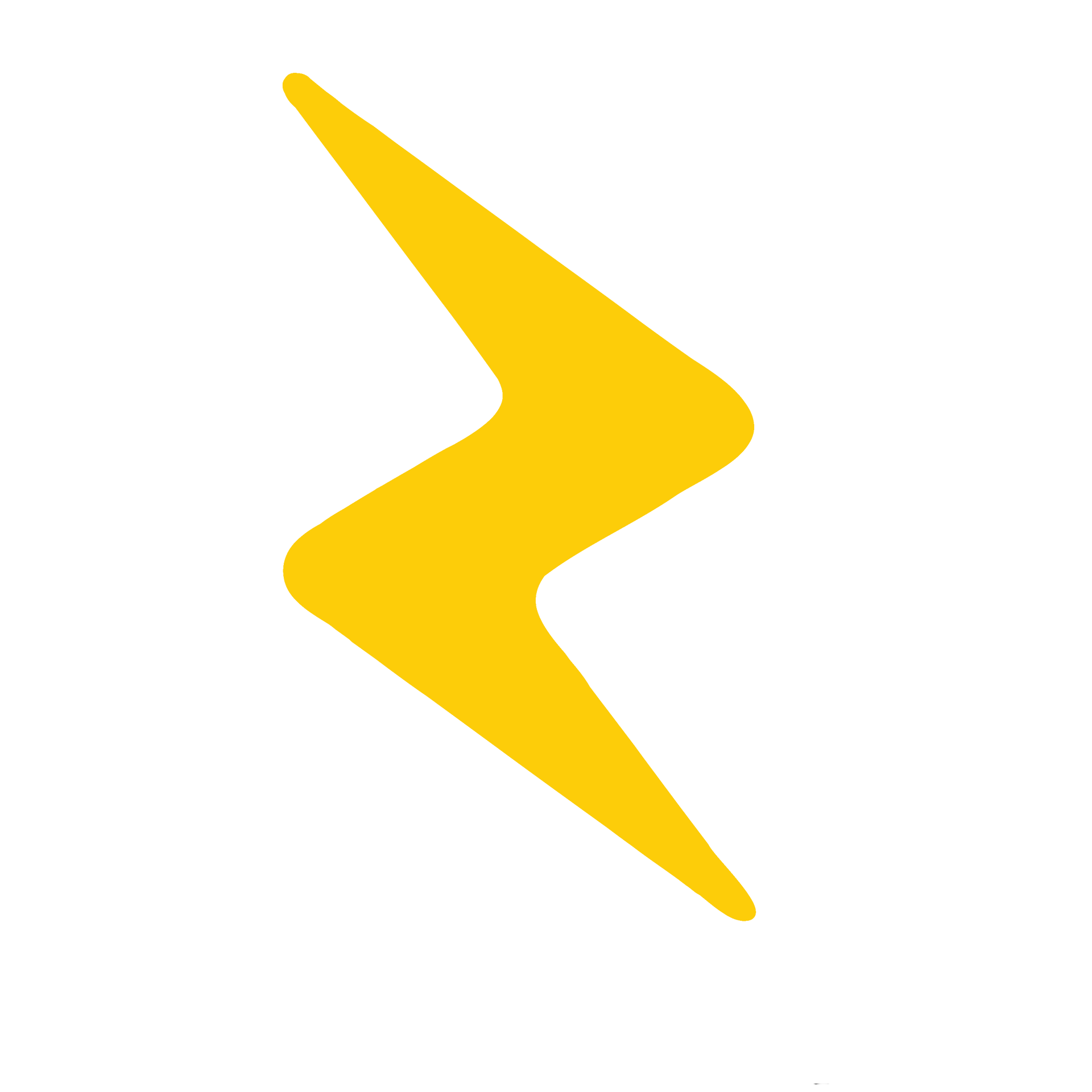 A yellow lightning bolt on a white background.