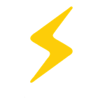 A yellow lightning bolt on a white background.