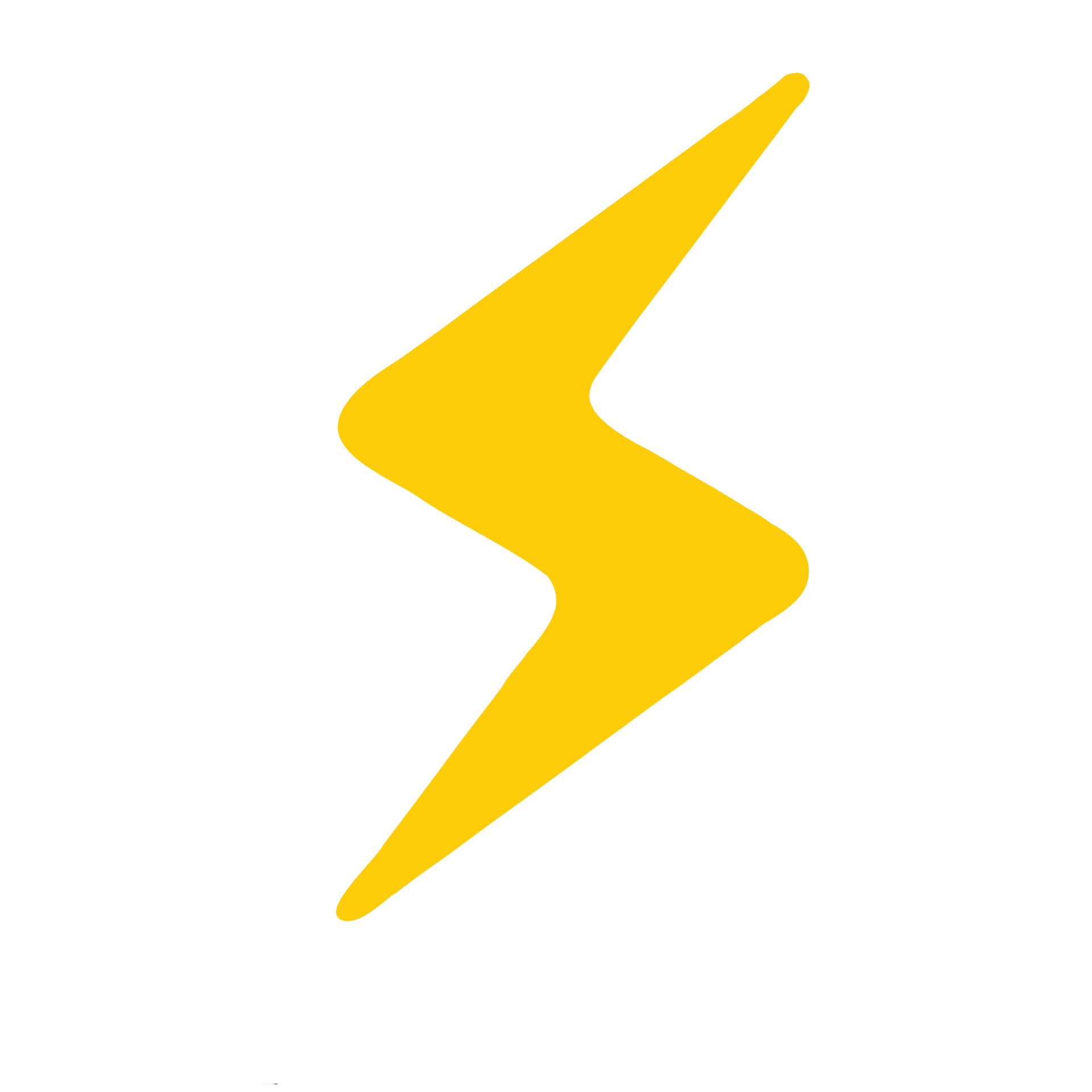 A yellow lightning bolt on a white background.