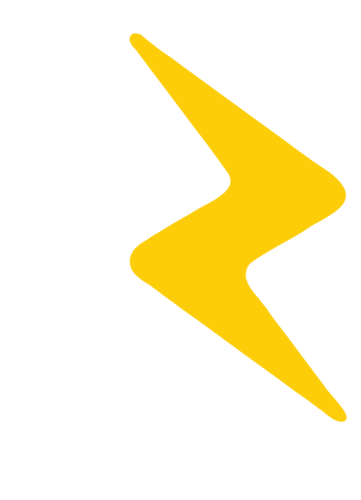 A yellow lightning bolt on a white background.