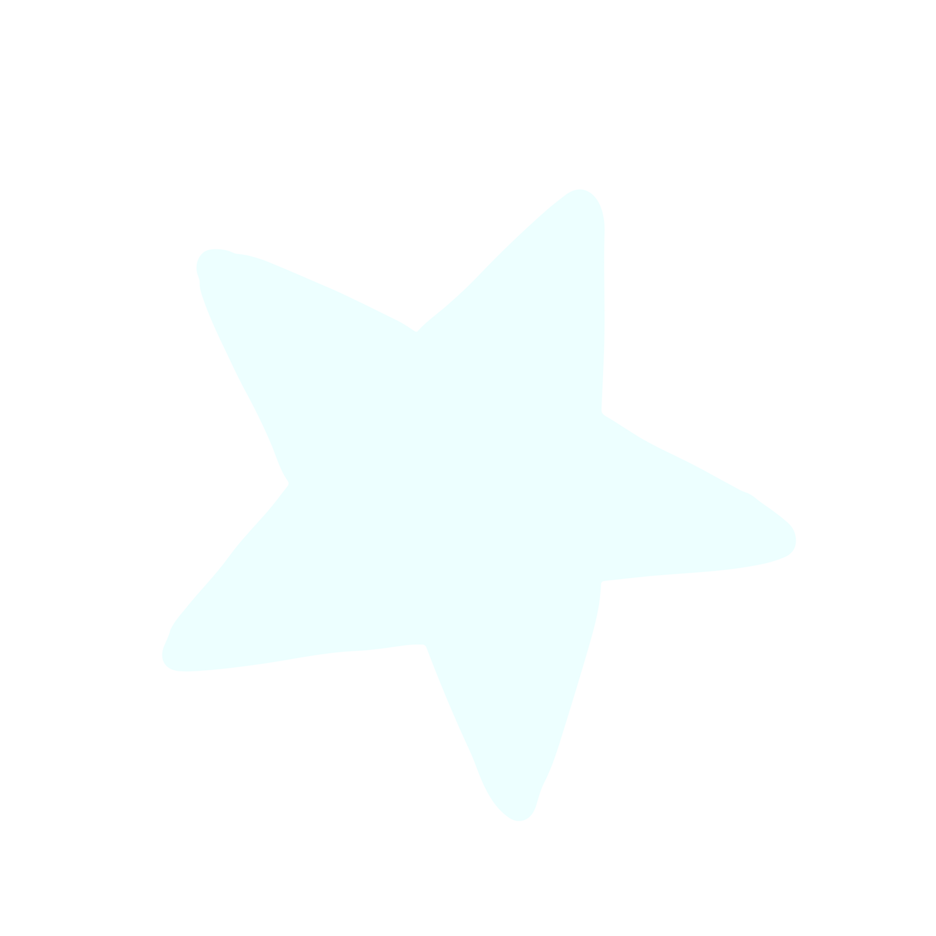 A light blue star on a white background.