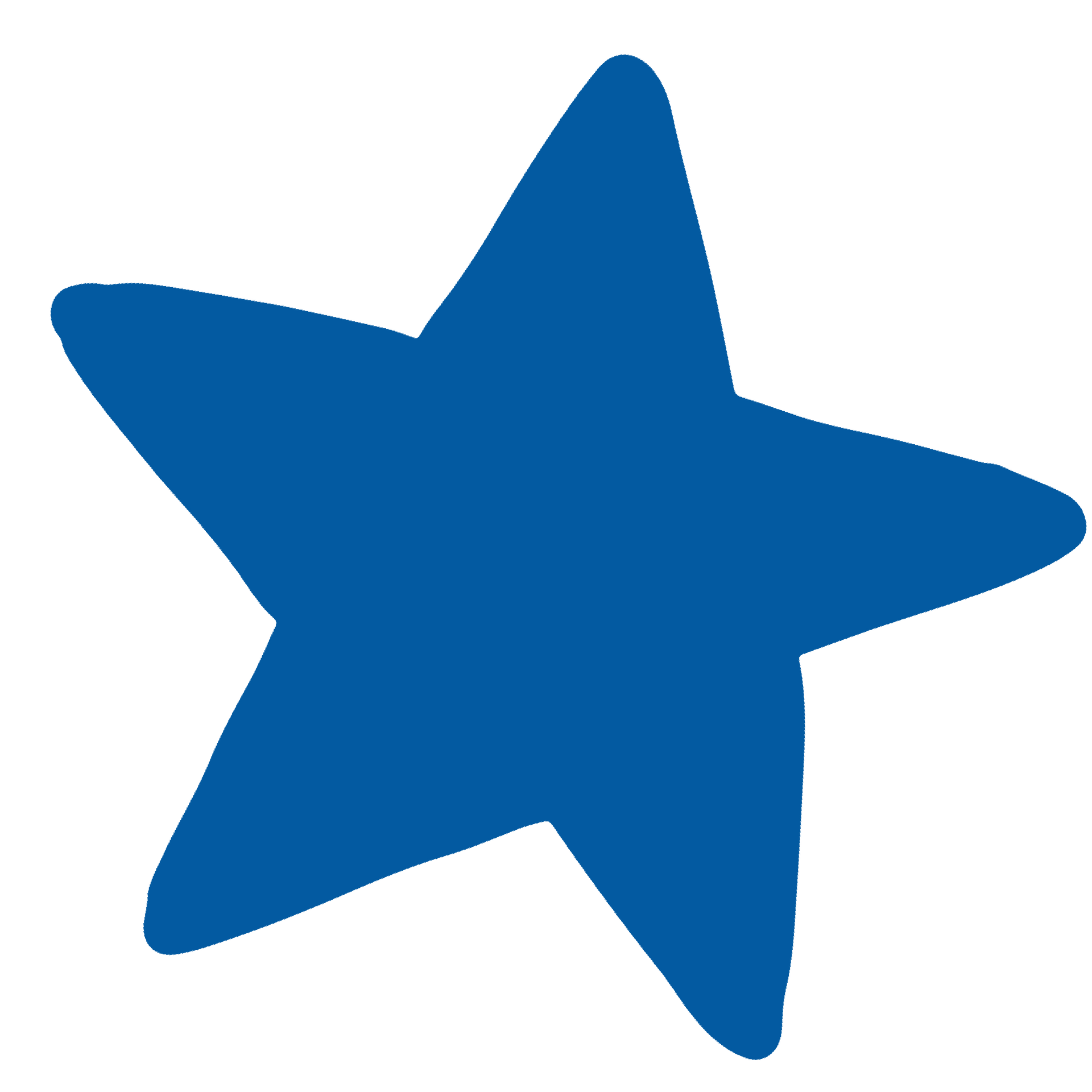 A blue star is on a white background