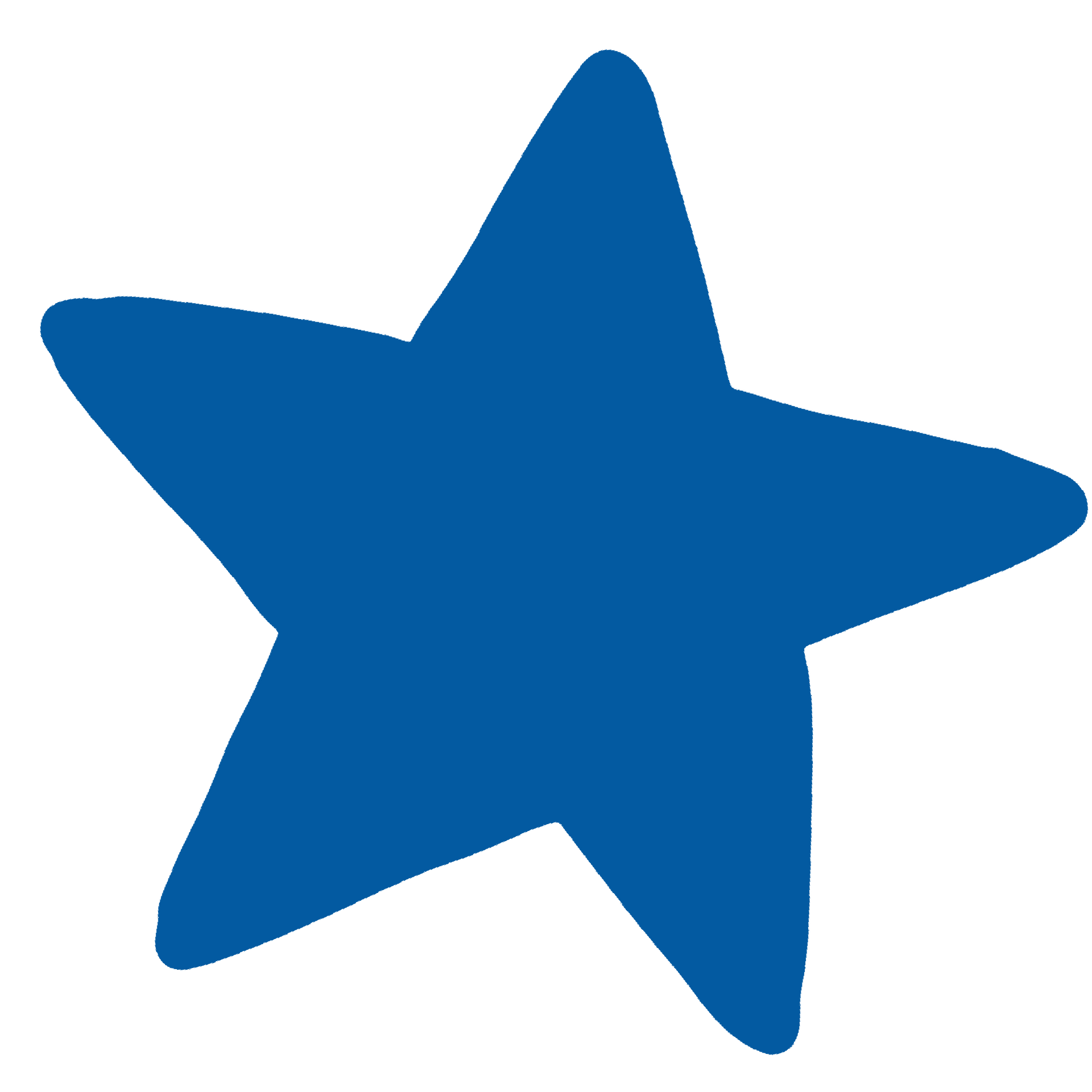 A blue star is on a white background