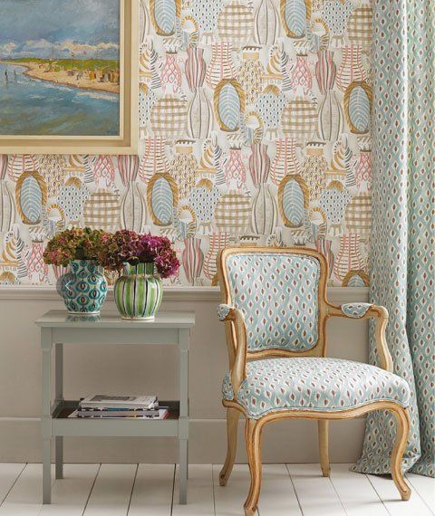 nice sofa with a great wallpaper