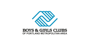 Boys & Girls Clubs of Portland logo: blue hands intertwined in a hexagon, text below.