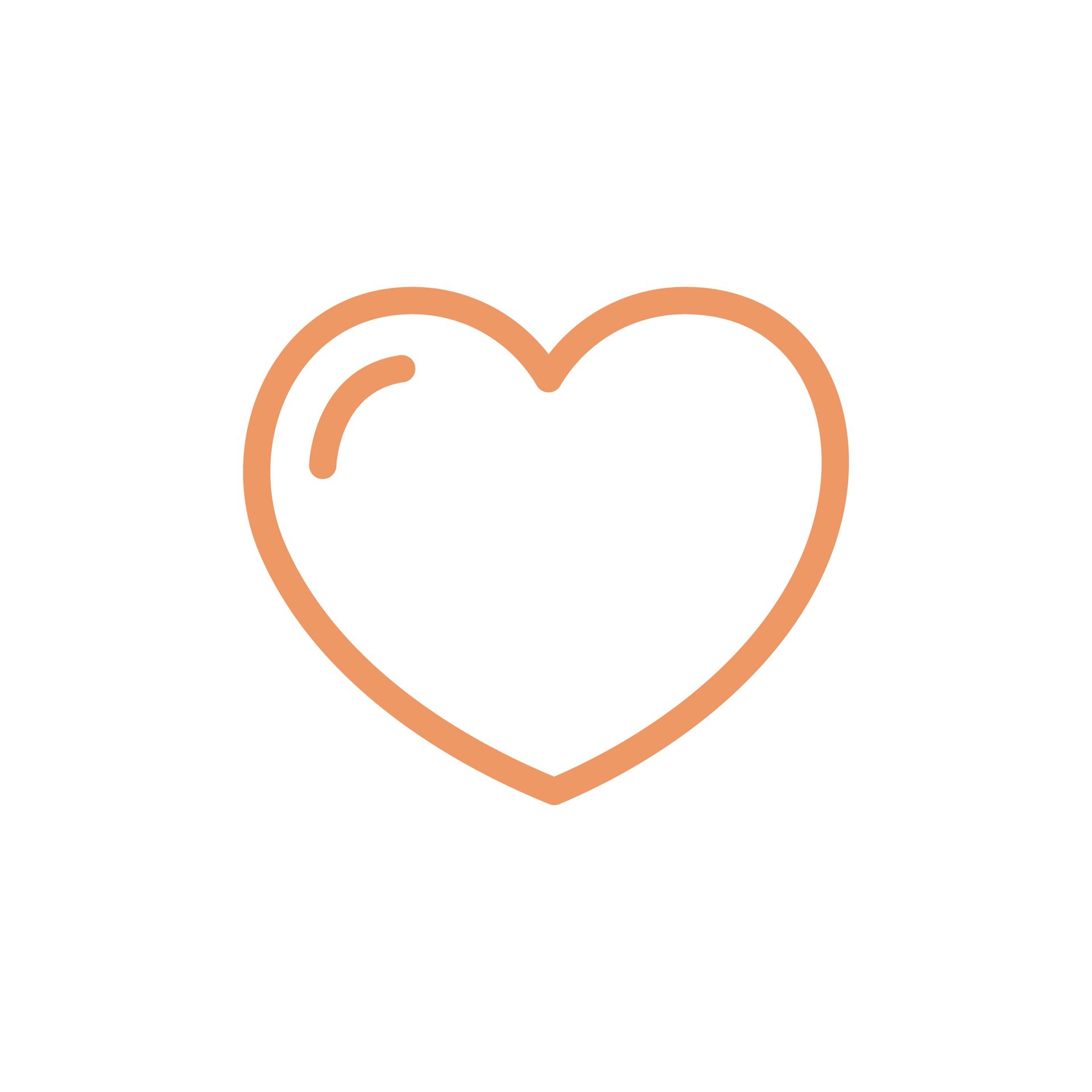 Orange outlined heart.