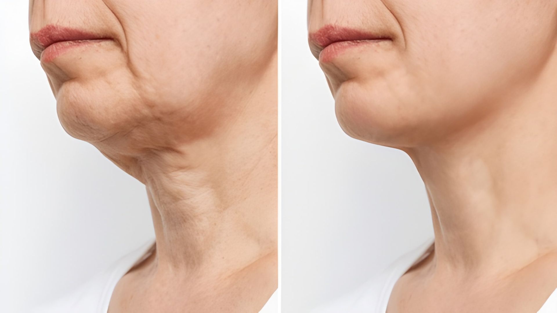 Before and After View of a Neck. Wrinkled Skin on Left, Smoother on Right — Bespoke Institute In Southport, QLD