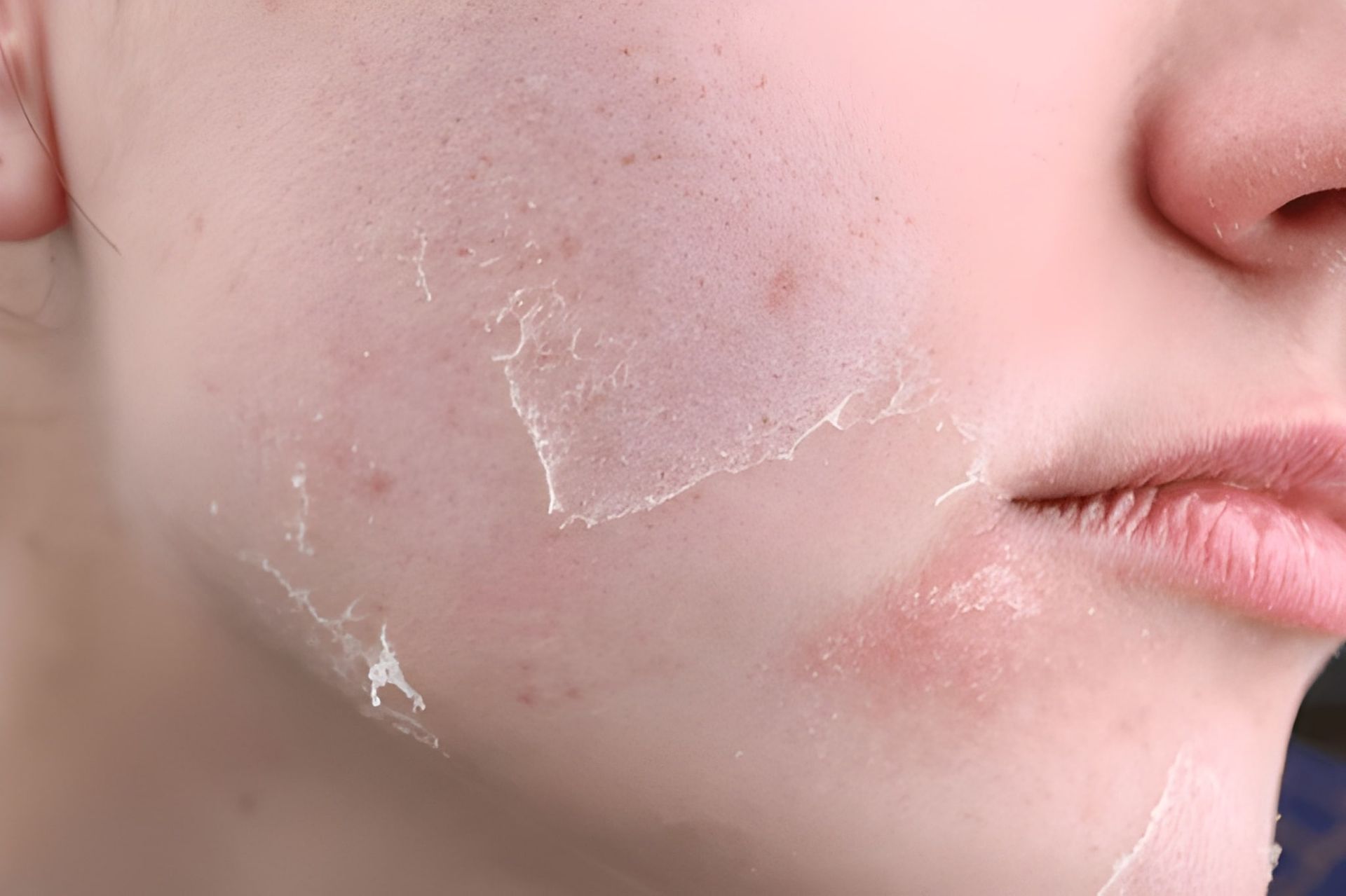 Close-Up of a Person's Face With Peeling Skin — Bespoke Longevity and Aesthetic Medicine In Southport, QLD