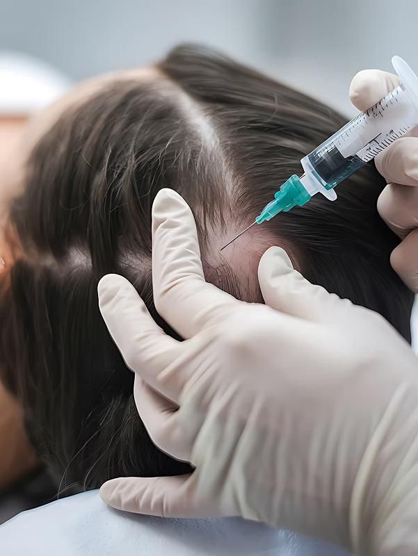 A Person Is Getting an Injection in Their Hair — Bespoke Institute In Southport, QLD