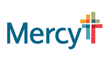 Mercy logo with blue text and a colorful cross icon.