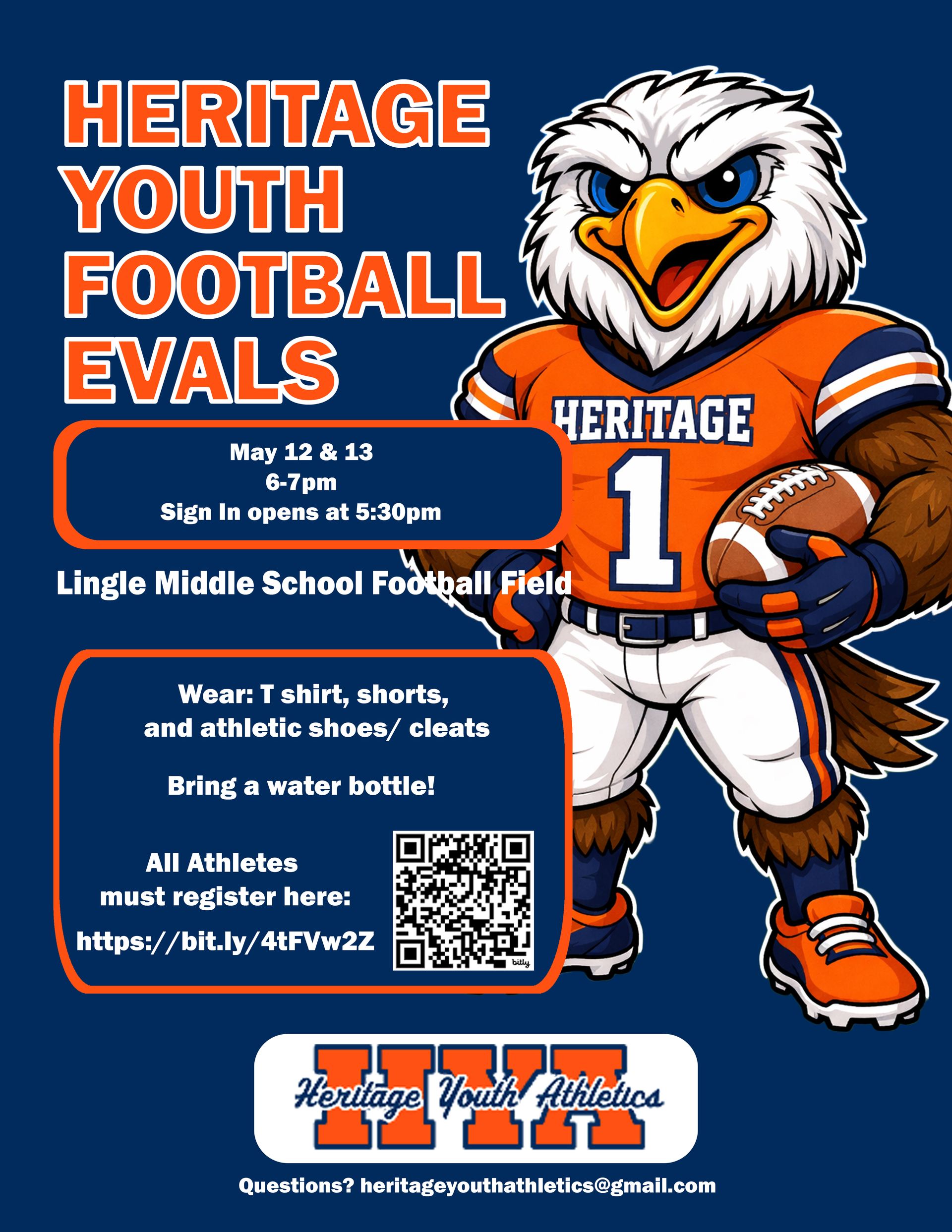 Heritage youth football evals poster