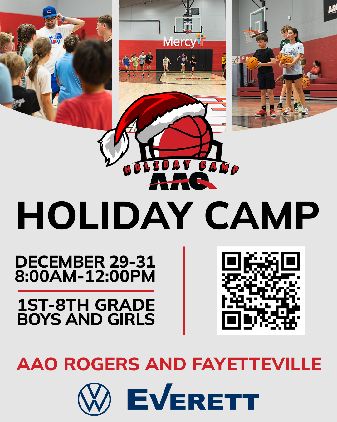 Basketball holiday camp flyer with the schedule