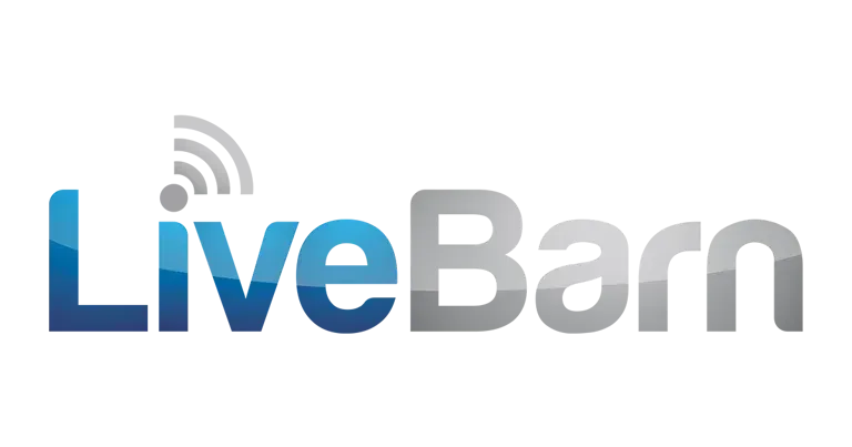 LiveBarn logo with blue and gray text and a Wi-Fi signal symbol.