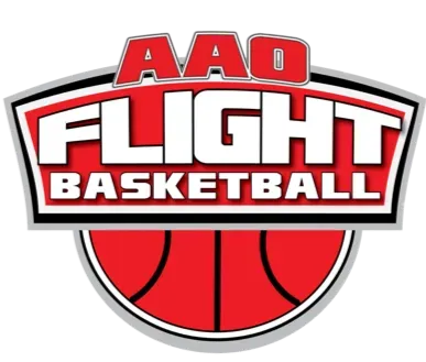 AAD Flight Basketball logo: red basketball with text 