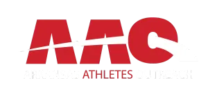 Arkansas Athletes Outreach red and white logo