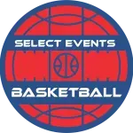Logo: Red basketball inside a blue circle.