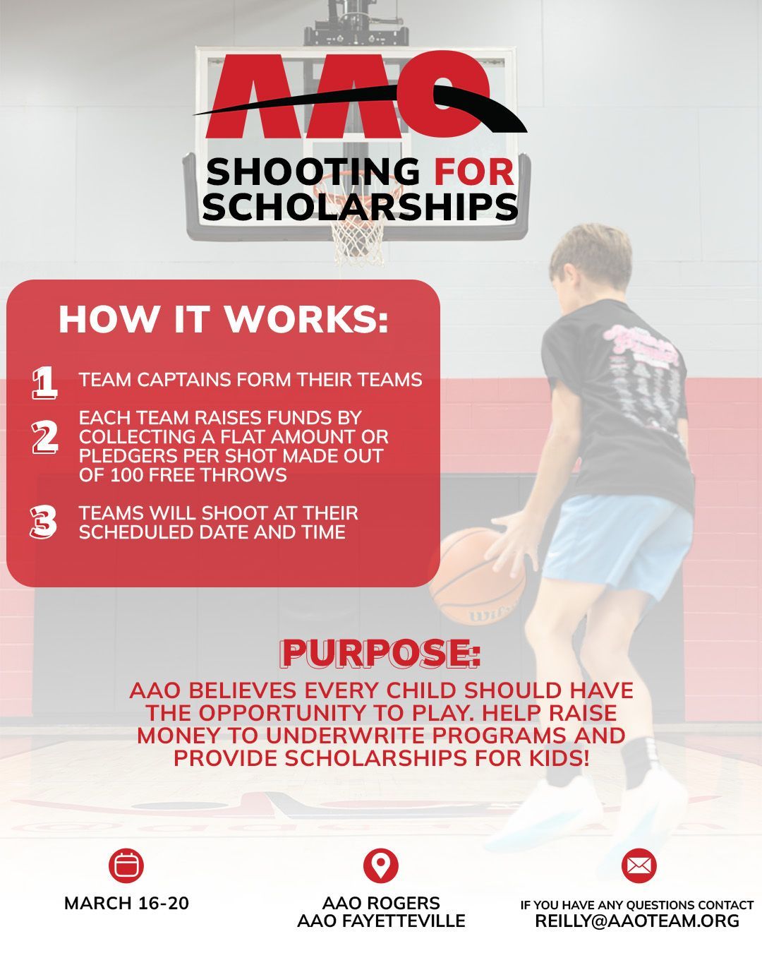 Basketball group training flyer: Fall group training in Fayetteville and Rogers, Sundays and Thursdays, 6th-8th grade boys/girls.