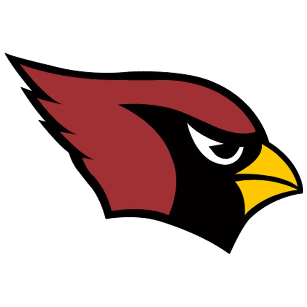 Cardinal bird head logo, red, black, and yellow with a determined expression.