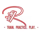 Red basketball logo with