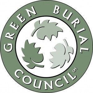 The green burial council logo has three leaves in a circle.