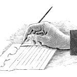 A person is writing on a piece of paper with a pen.