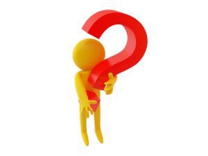 A yellow stick figure is holding a red question mark.