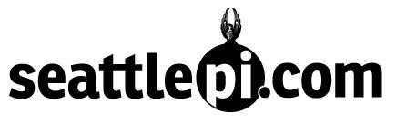 A black and white logo for seattlepi.com