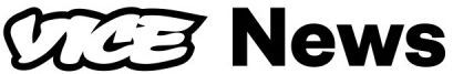 A black and white logo for vice news on a white background.