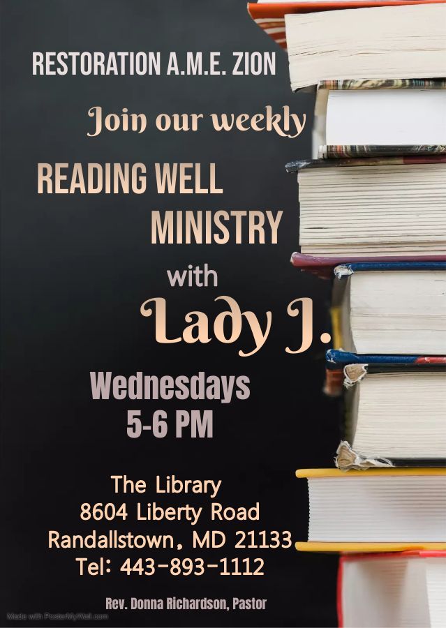 An advertisement for a reading well ministry with lady j.
