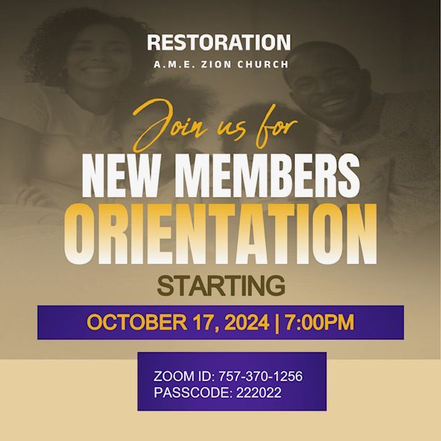 An advertisement for restoration a.m.e. zion church