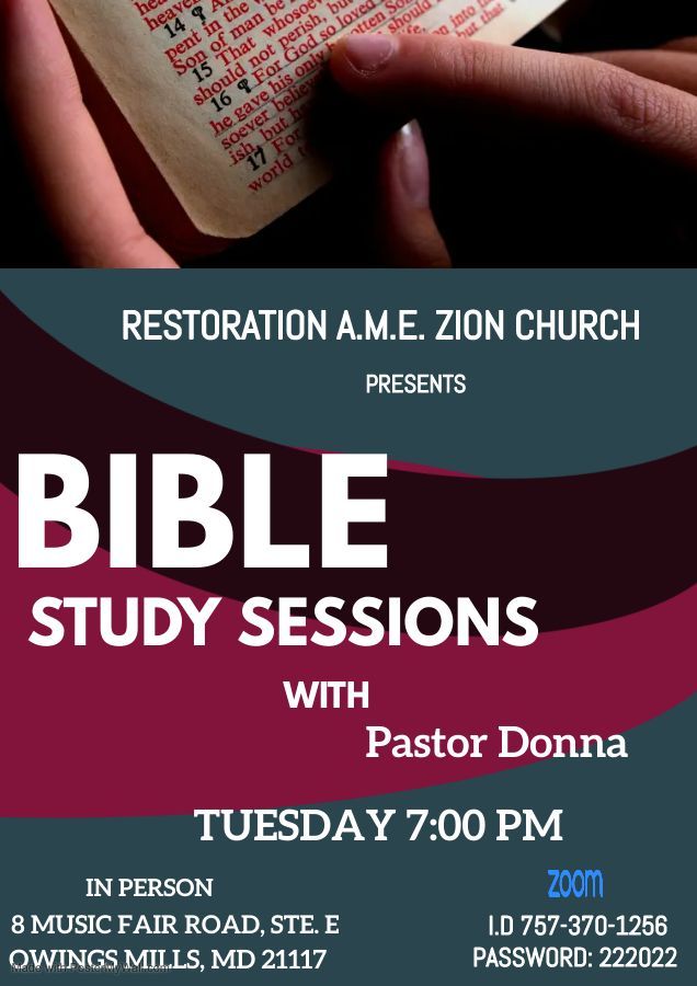 A poster for bible study sessions with pastor donna
