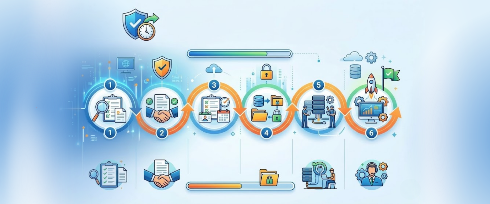 infographic on IT security, data management, and support services.