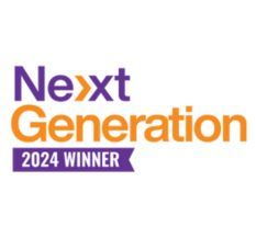 The next generation 2024 winner logo is purple and orange.