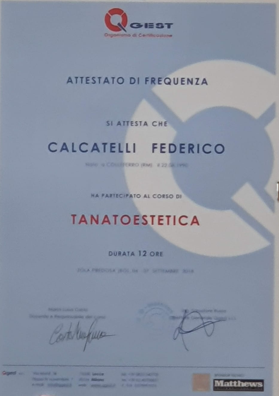 attestato tanatoestetica
