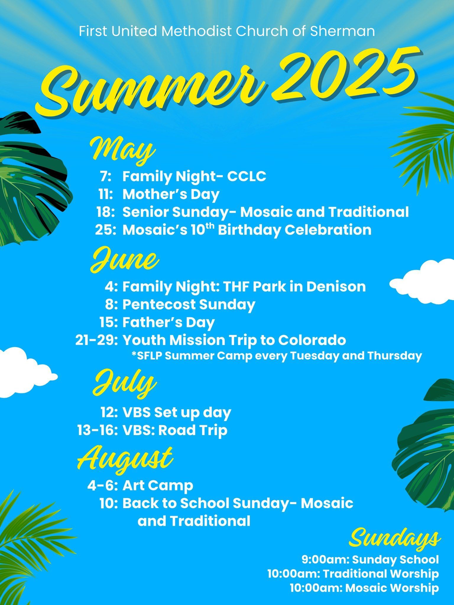 Schedule of Upcoming Events