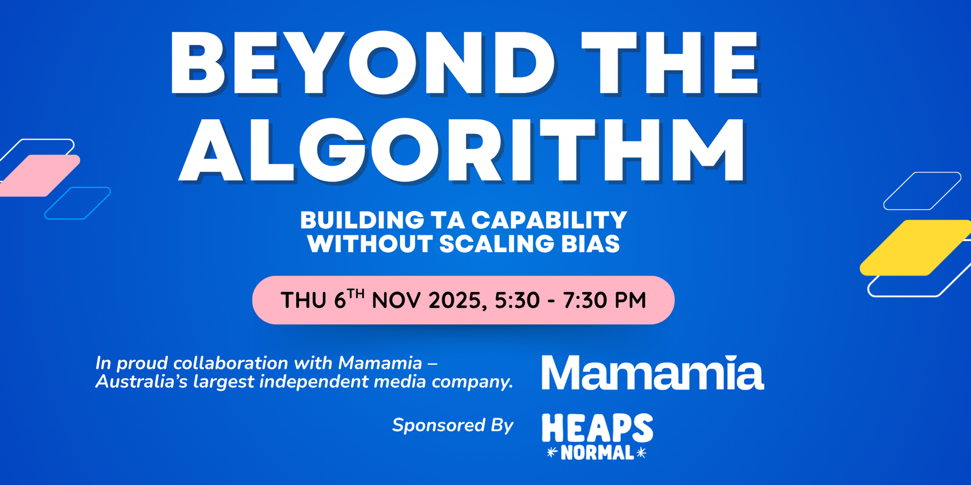 A blue banner that says Beyond the Algorithm