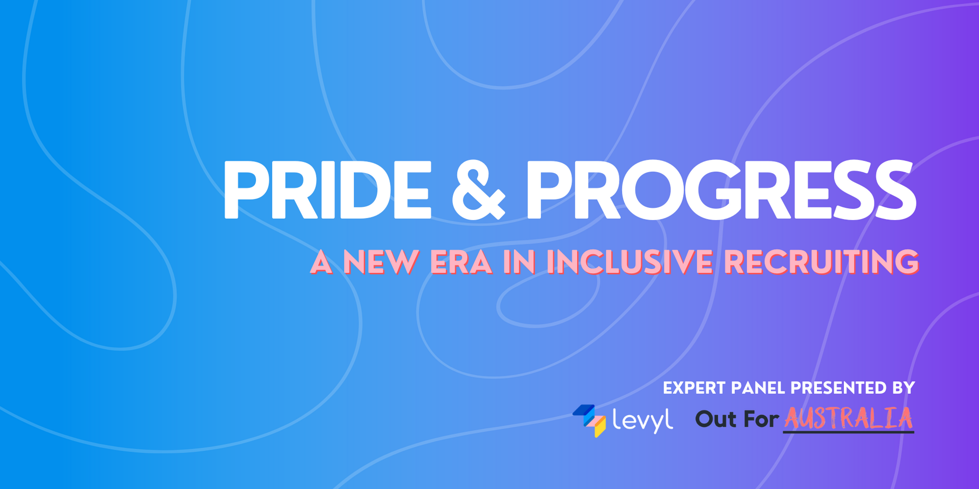 A blue and purple background with the words pride and progress a new era in inclusive recruiting.
