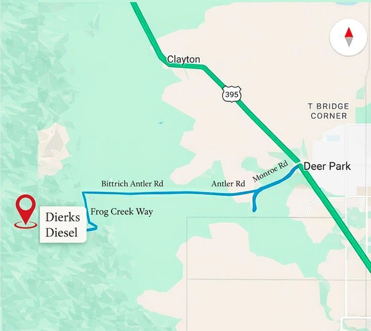 Full Map from interstate to Dierks Diesel in Deer Park, WA | Dierks Diesel & Auto Performance