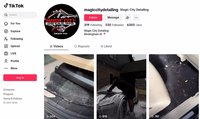 Check out our tiktok Magic City Detailing