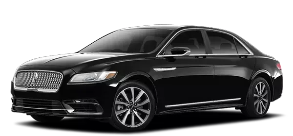 A black lincoln continental is shown on a white background.