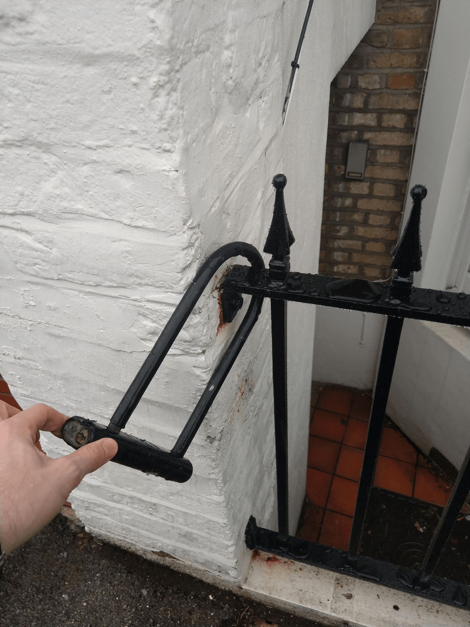 Jammed bike lock on railings