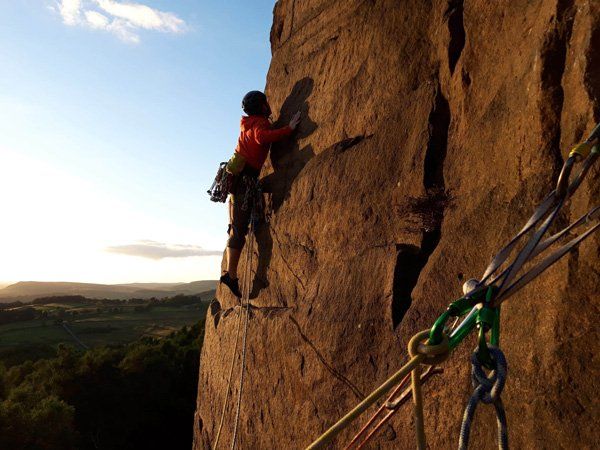 Climbing on outdoor rock face